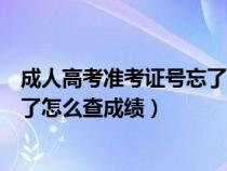 成人高考准考证号忘了怎么查成绩单（成人高考准考证号忘了怎么查成绩）