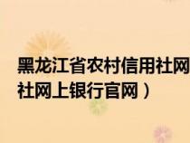 黑龙江省农村信用社网上银行官网登录（黑龙江省农村信用社网上银行官网）