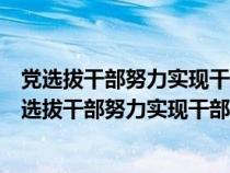 党选拔干部努力实现干部队伍的革命化什么什么专业化（党选拔干部努力实现干部队伍的革命化）