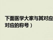 下面医学大家与其对应的称号全部正确的是（医学大家与其对应的称号）