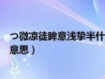 つ微凉徒眸意浅挚半什么意思（微凉徒眸意浅挚半离兮什么意思）