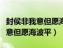 封侯非我意但愿海波平相似的诗句（封侯非我意但愿海波平）