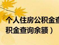 个人住房公积金查询余额怎么查（个人住房公积金查询余额）