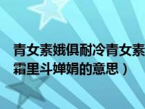 青女素娥俱耐冷青女素娥指的是什么（青女素娥俱耐冷月中霜里斗婵娟的意思）